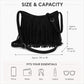 Fringe Crossbody Bag Black Suede Look Boho Shoulder Purse with Braided Strap