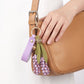 Lavender Flower Bag Charm with Wrist Loop Tassel and Gold Tone Clip