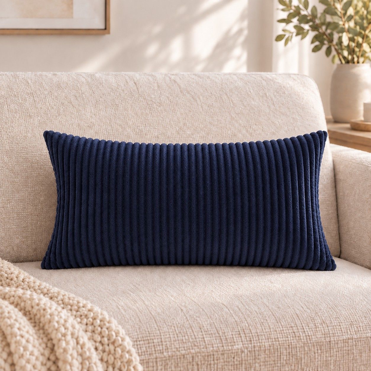 2 Pack Soft Corduroy Throw Pillow Covers 18 x 18 Inch and 12 x 20 Inch