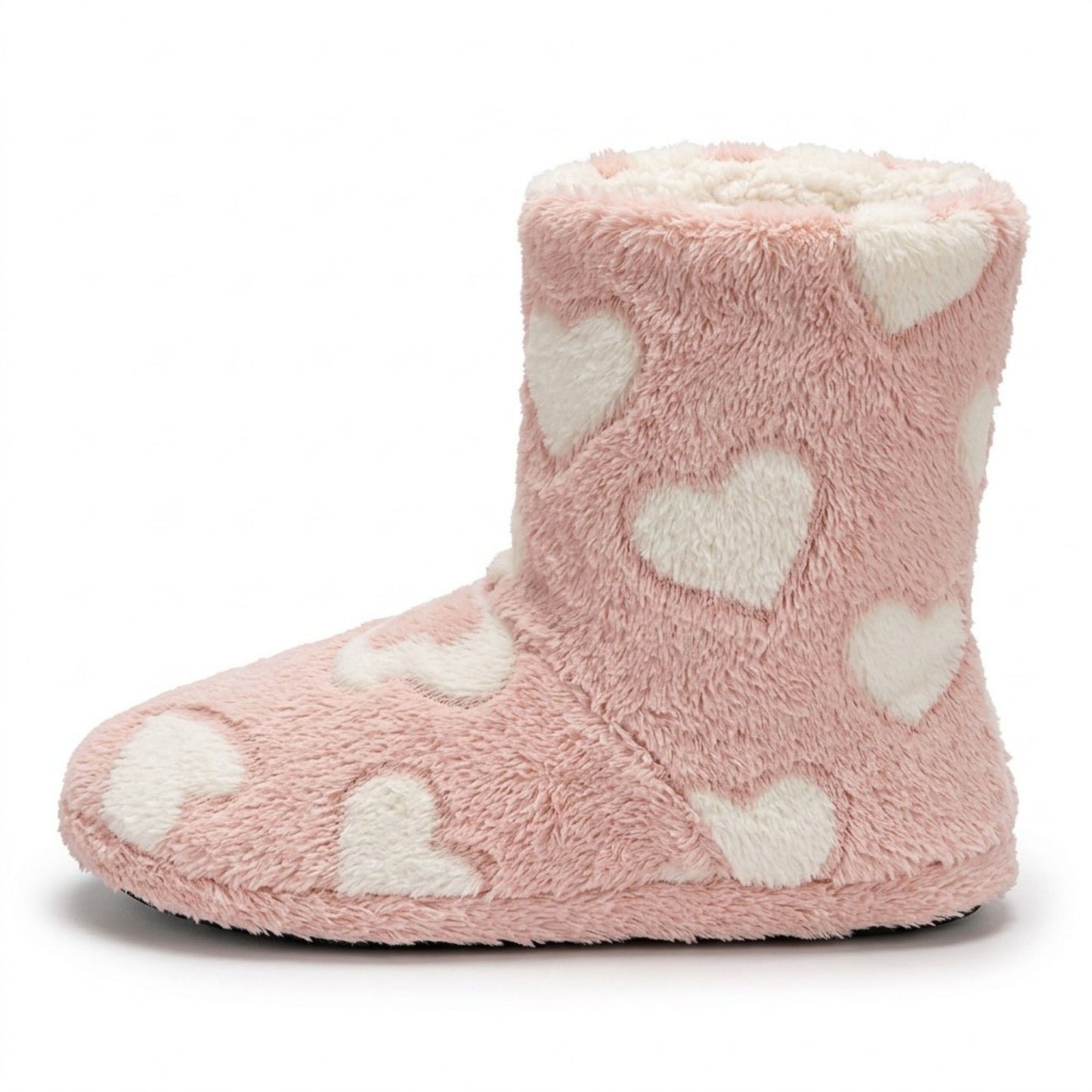 Fuzzy Heart Slipper Boots