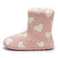 Fuzzy Heart Slipper Boots