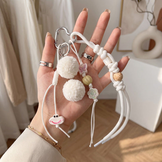 2-Piece Multi-Element Bag Charm with Hanging Strap and Decorative Accents