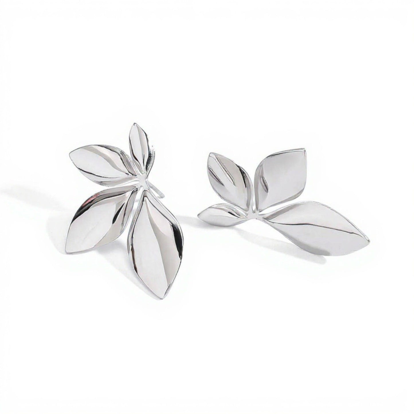 Women's Sculpted Leaf Drop Earrings with Polished Layered Petal Design and Bold Modern Silhouette for Statement Style