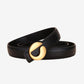 Genuine Cowhide Leather Belt with Round Gold Tone Buckle 39.4in