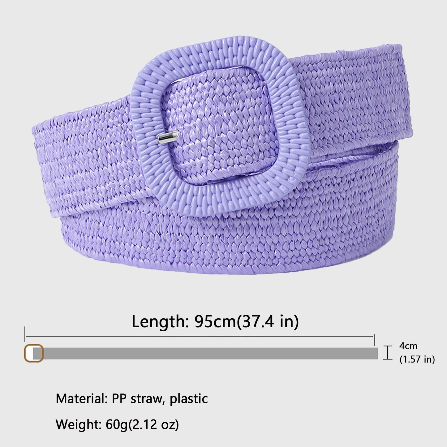 Elegant Straw Belt with Matching Woven Buckle