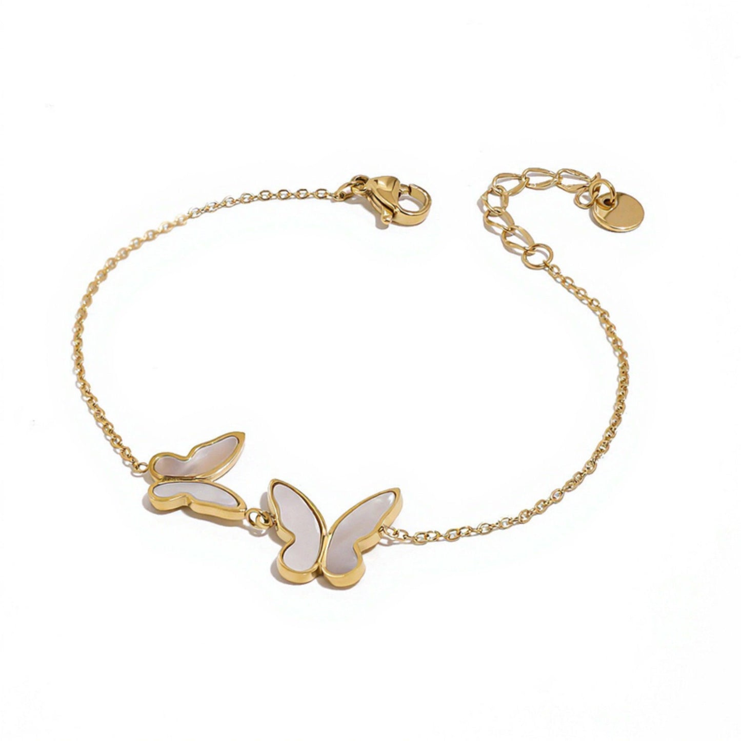 Women's Butterfly Chain Bracelet with Delicate Wing Silhouettes and Minimalist Linked Design for a Soft Feminine Accent