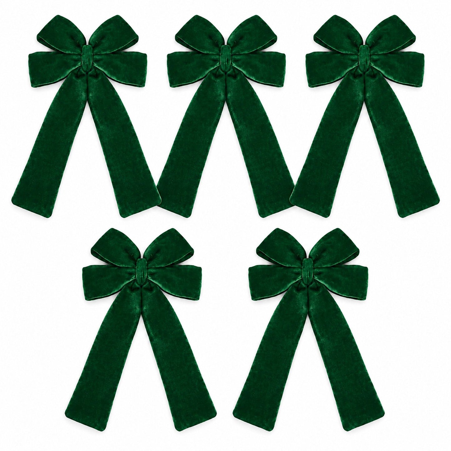 5pc Velvet Christmas Bows with Long Tails