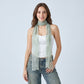 Sheer Embroidered Skinny Scarf with Floral Lace Trim and Long Neck Tie Design