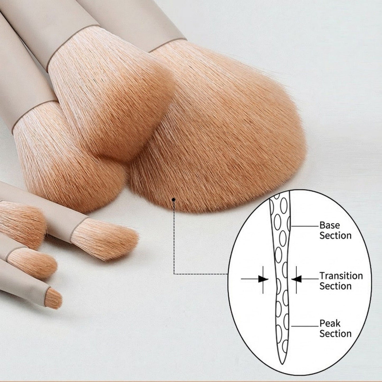 7-Piece Makeup Brush Set with Soft Synthetic Bristles and Tapered Handles for Face and Eye Application