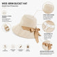Wide Brim Sun Hat with Bow Accent Stitched Crown and Soft Structured Brim