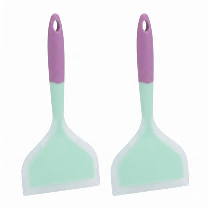 2-Piece Silicone Bench Scraper Set with Flexible Edge and Hanging Handles