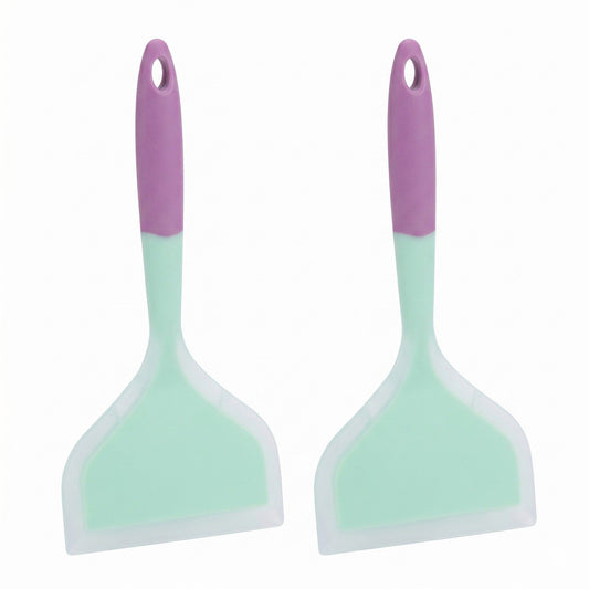 2-Piece Silicone Bench Scraper Set with Flexible Edge and Hanging Handles