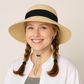 Women's Woven Floppy Sun Hat with Wide Ribbon Knot Detail and Curved Brim