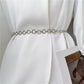 Textured Circle Link Waist Chain Belt with Adjustable Fit and Dangling Charm Accent for Layered Stylish Detail 43x0.6in