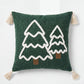 Christmas Tree Tufted Square Throw Pillow Cover with Tassels Holiday Decor