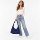 Large Nylon Polka Dot Shoulder Tote Bag