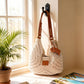 Woven Crochet Shoulder Bag with Embroidered Strap Slouchy Hobo Handbag Lightweight Knit Tote