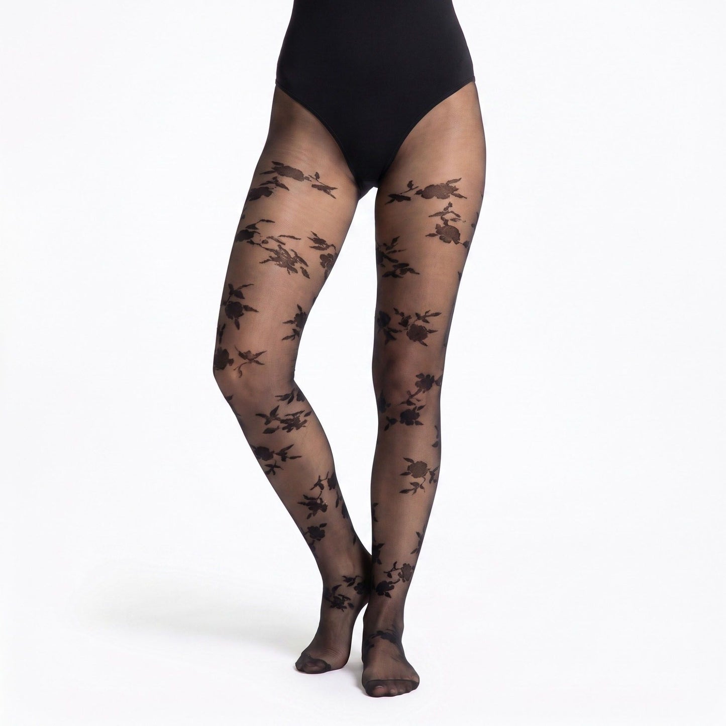 2-Piece Floral Pattern Sheer Tights