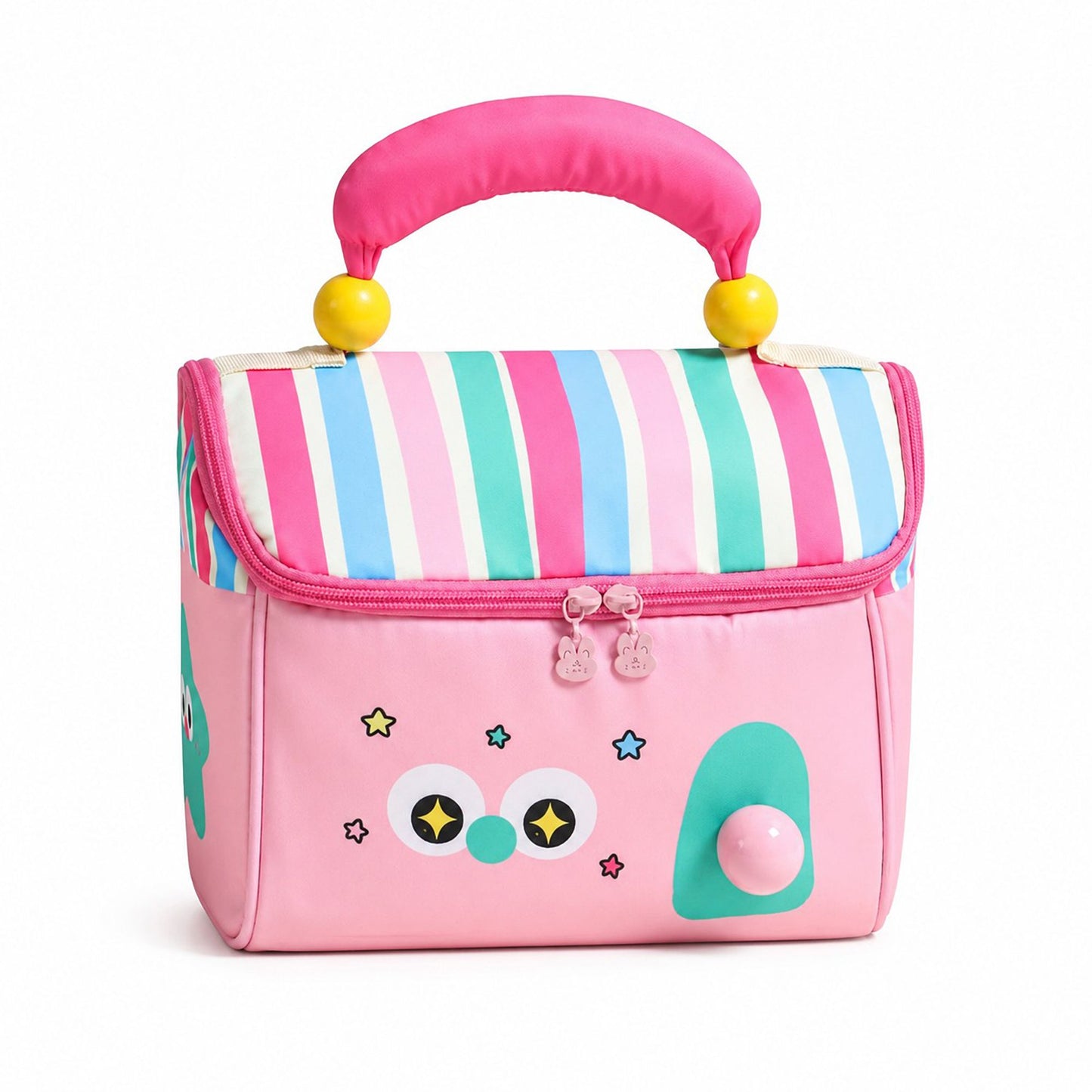 Kids Cartoon Lunch Bag with Padded Handle and Zipper Closure
