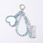 Beaded Keychain Bag Charm with Heart Mirror and Mini Comb