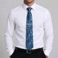 Men's Rose Floral Tie Gift Set with Matching Pocket Square Cufflinks and Silver Tie Clip