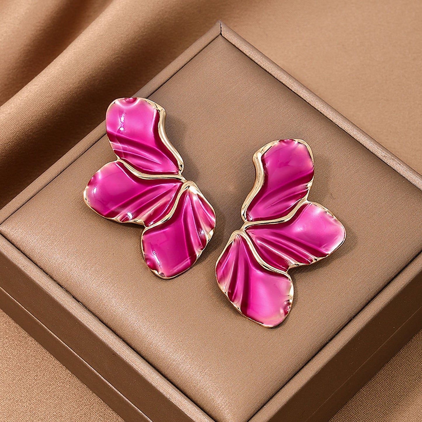 Women's Enamel Flower Statement Earrings