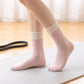 6 Pair Non-Slip Crew Socks with Contrast Ribbed Cuffs