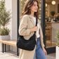 Leopard Faux Suede Hobo Crossbody Bag with Adjustable Strap and Zip Closure