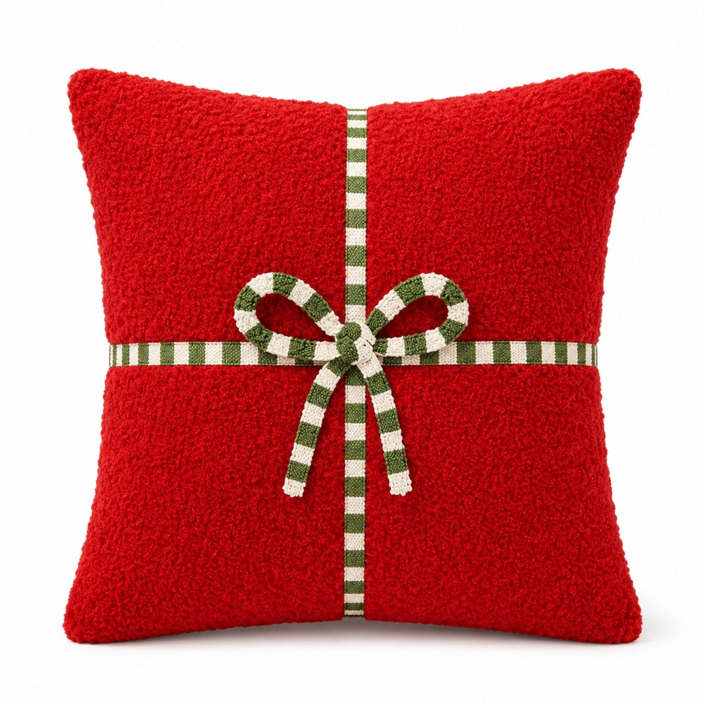 Christmas Bow Throw Pillow Cover Square Plush Decorative Cushion Cover
