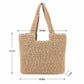 Woven Crochet Tote Bag with Shoulder Straps Lightweight Knit Tote with Zipper Pocket