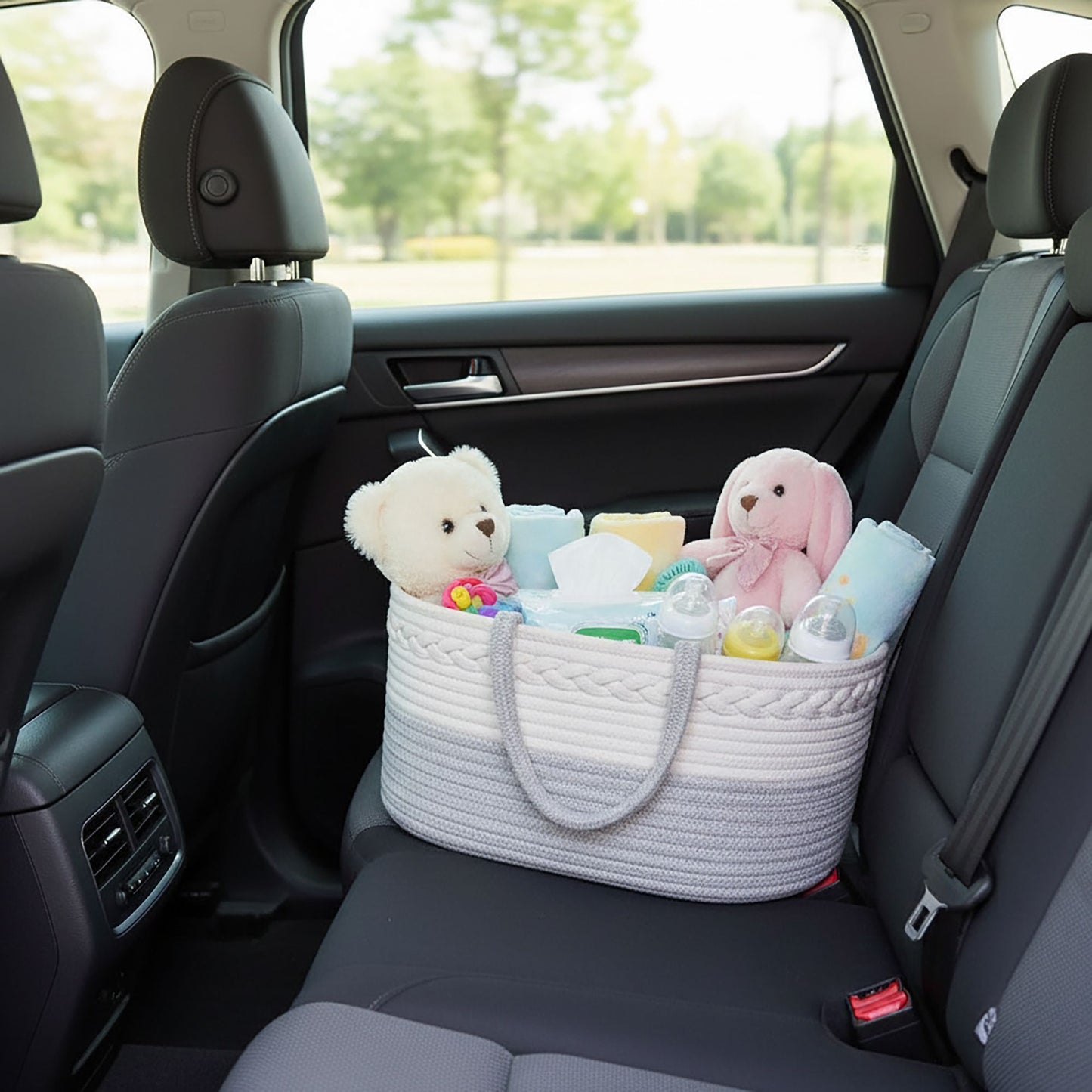 Woven Rope Storage Basket Organizer Bin Soft Cotton Basket for Nursery Shelves Closet Organization