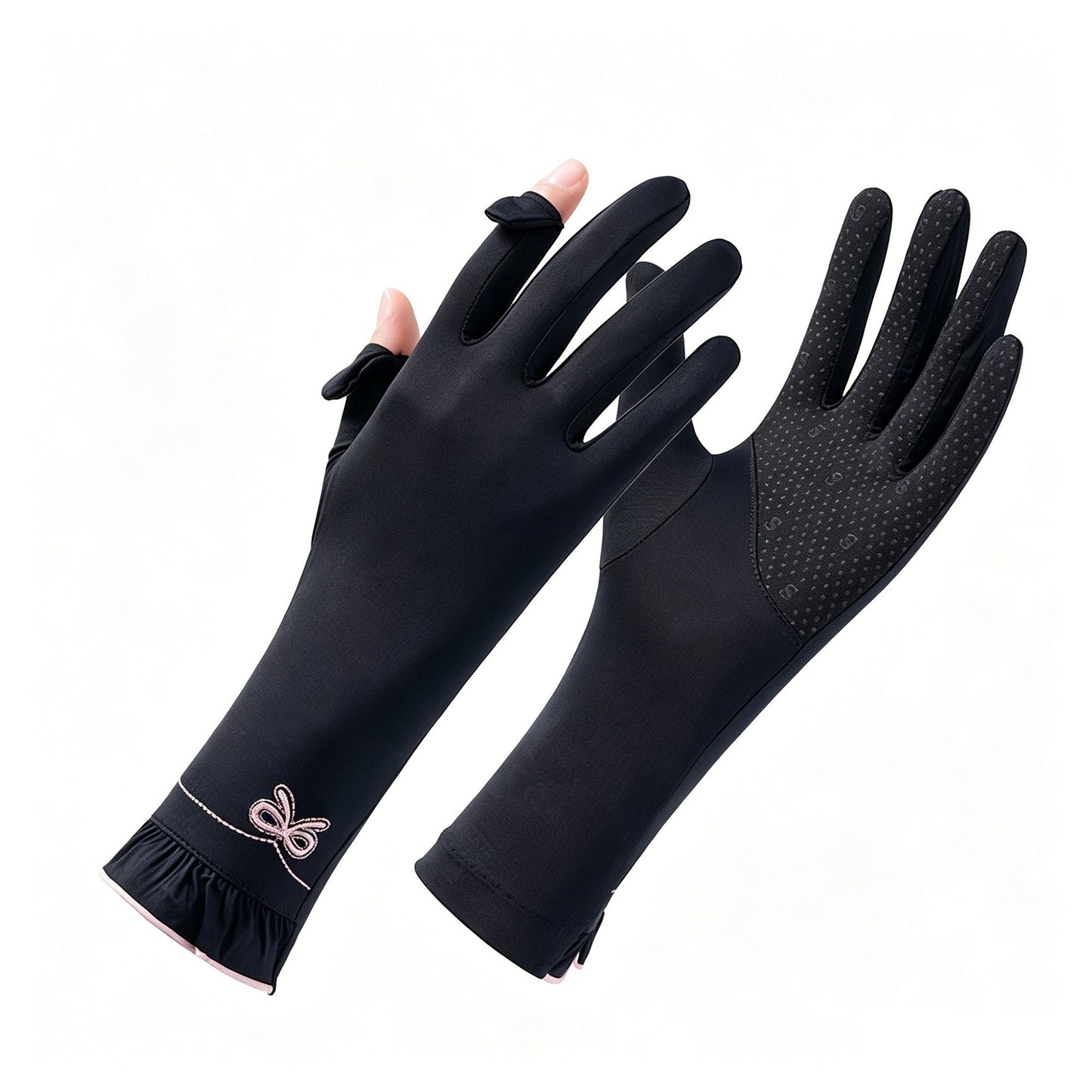 Long Cuff Fingerless Sun Protection Cycling Gloves