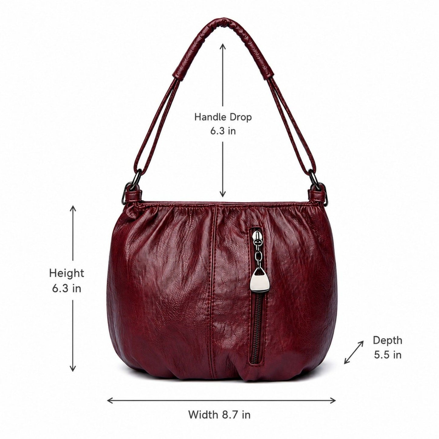 Soft Ruched Faux Leather Shoulder & Crossbody Bag