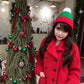 Christmas Beanie Knit Hat with Faux Fur Pom-Pom for Holiday Winter Warmth