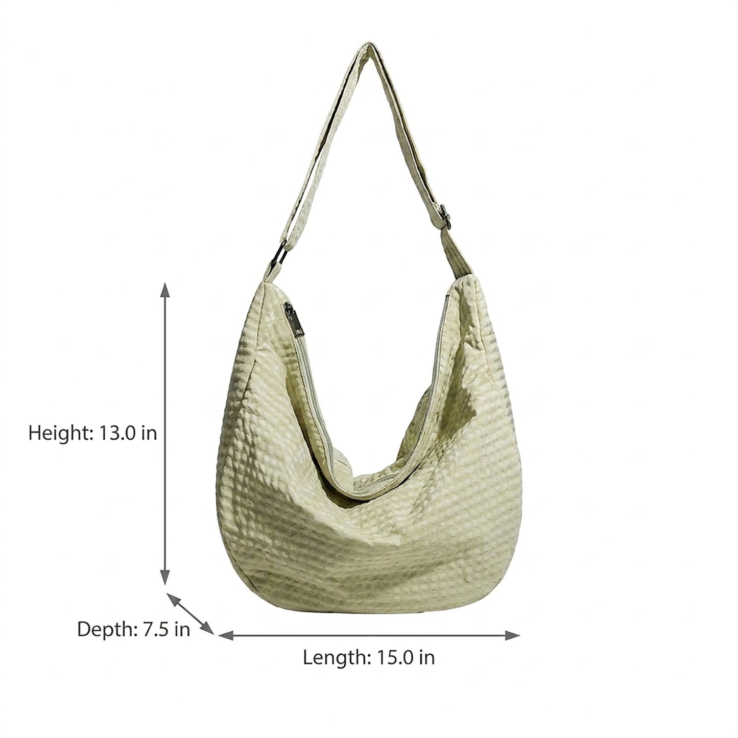 Plaid Hobo Shoulder Bag with Adjustable Strap and Zipper Closure