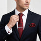 Men's Floral Print Tie Gift Set with Matching Pocket Square Cufflinks and Silver Tie Clip