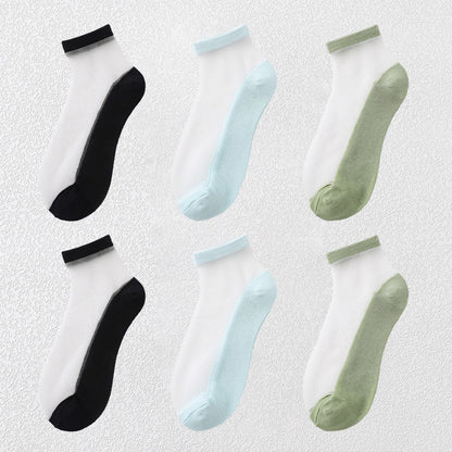 Chic Summer Thin Ankle Socks Soft for Casual 6Pk