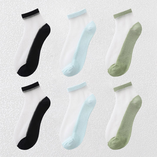 Chic Summer Thin Ankle Socks Soft for Casual 6Pk