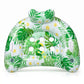 Inflatable Pool Lounger with Tropical Leaf Print and Cup Holders