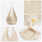 Flower Detail Woven Tote Bag for Women - Lightweight Summer Shoulder Bag for Vacation