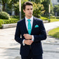 Men's Textured Solid Color Tie Gift Set with Matching Pocket Square Cufflinks and Silver Tie Clip