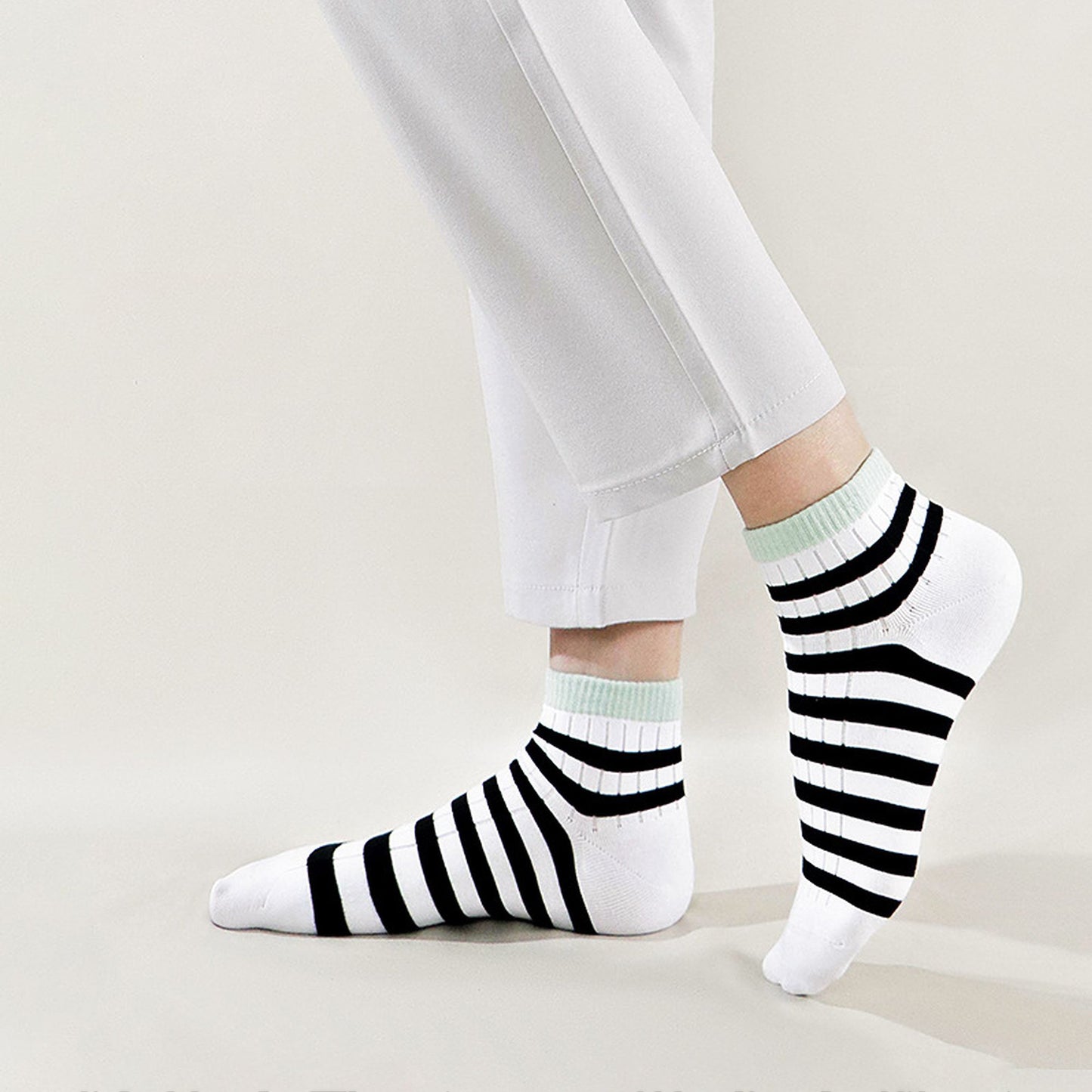 Men's 6pk Striped Casual Breathable Cotton Ankle Socks