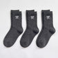 3-Pair Bow Embroidered Crew Socks Set, Ribbed Knit Casual Hosiery
