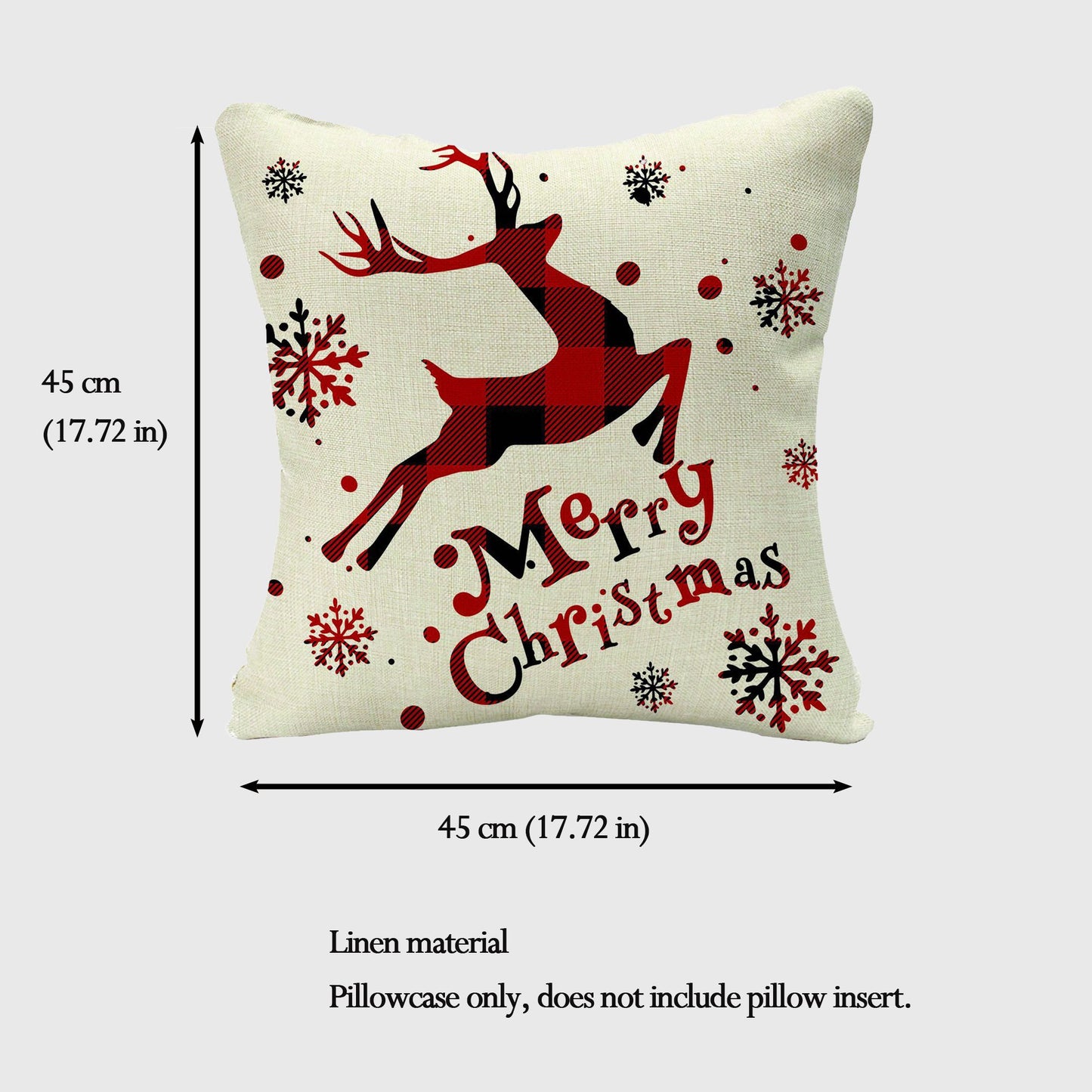 Christmas Gingham Throw Comfortable Pillow Cover 18x18in