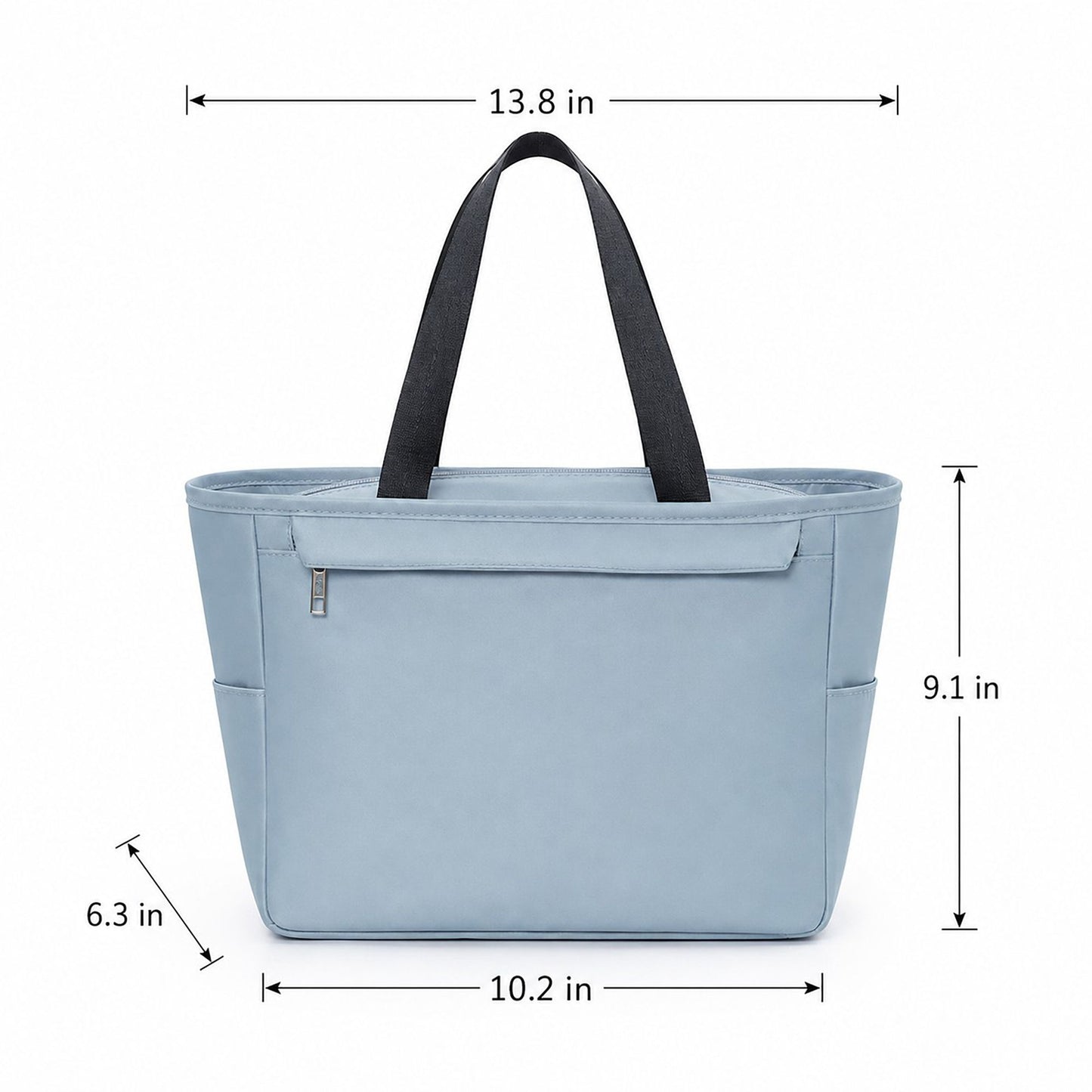 Insulated Tote Lunch Bag with Zipper Pockets and Long Handles