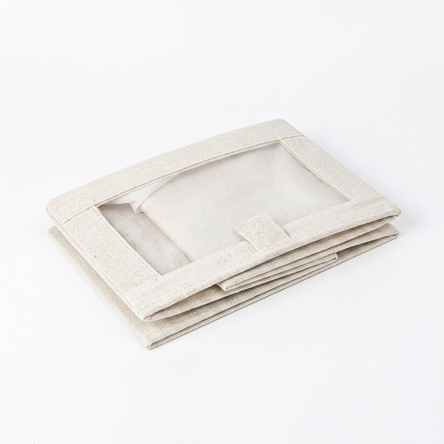 Foldable Fabric Storage Bin with Clear Window and Open Top
