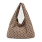 Polka Dot Corduroy Hobo Shoulder Bag with Wide Strap and Interior Pockets