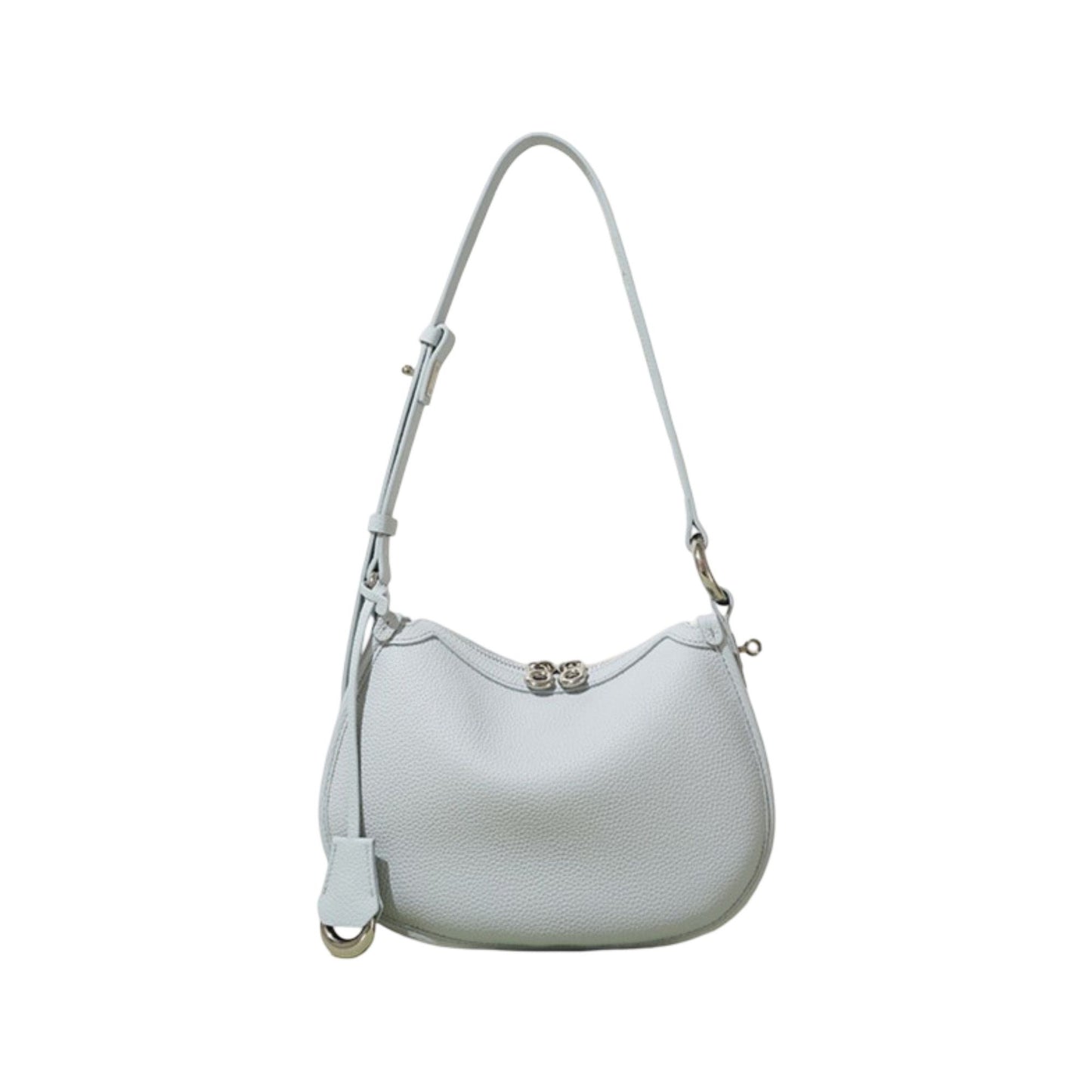 Crescent Leather Shoulder Purse with Adjustable Strap Multi Length Carry and Pebbled Finish