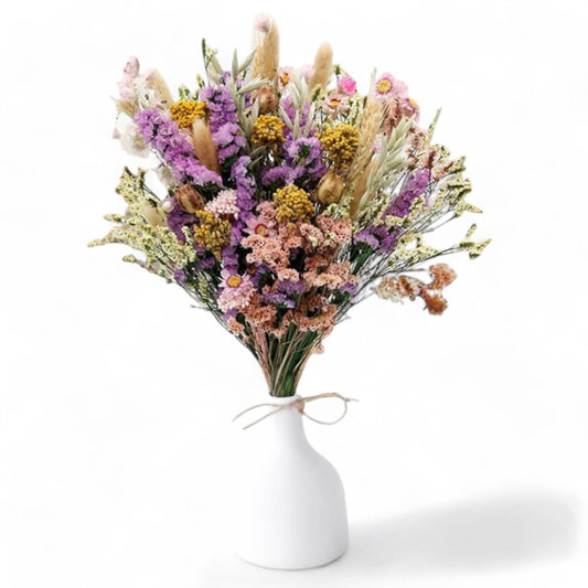 Vibrant Wildflower-Inspired Dried Flowers Floral Arrangement, 17.8 Inches