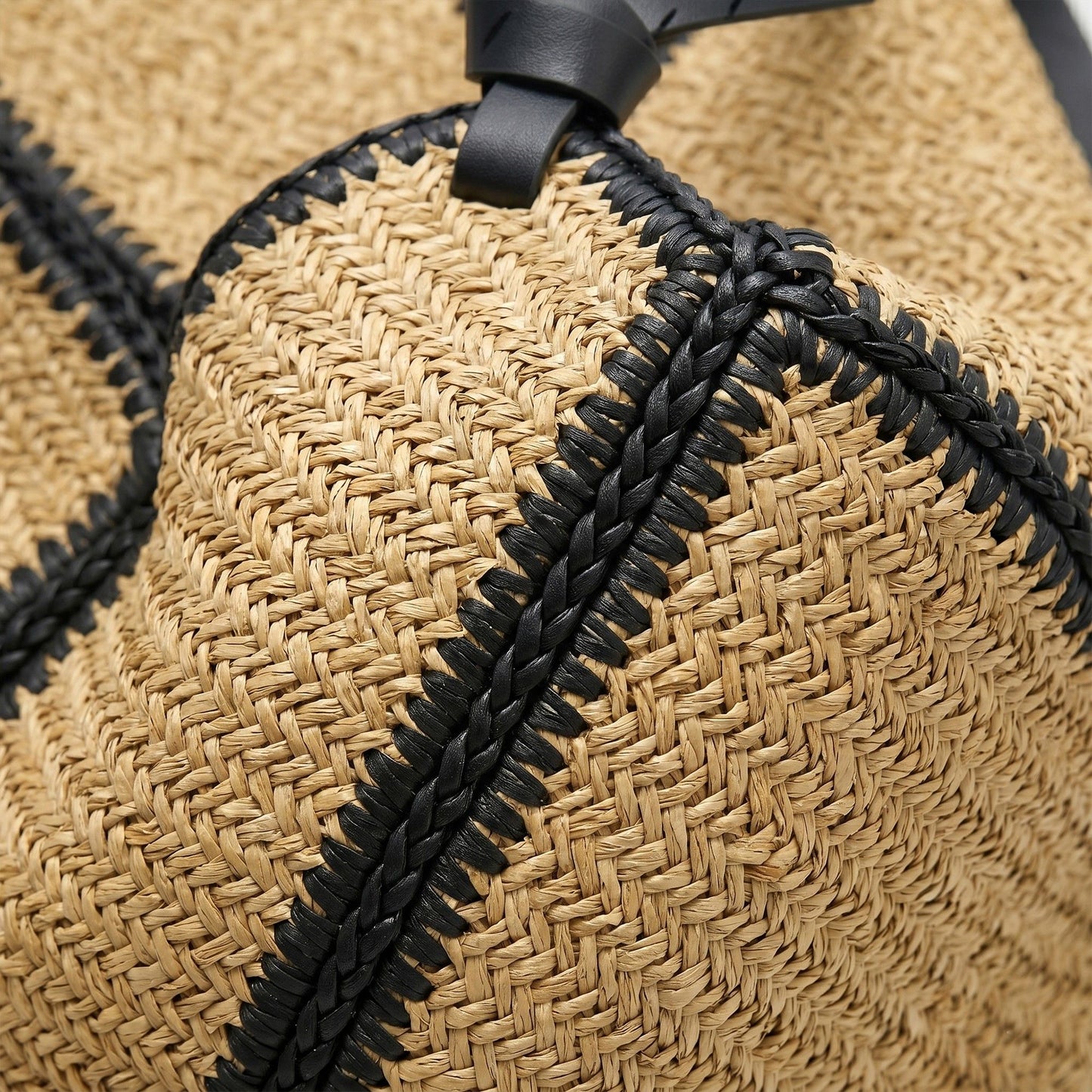 Woven Crochet Hobo Bag with Contrast Trim Slouchy Shoulder Handbag Lightweight Knit Tote